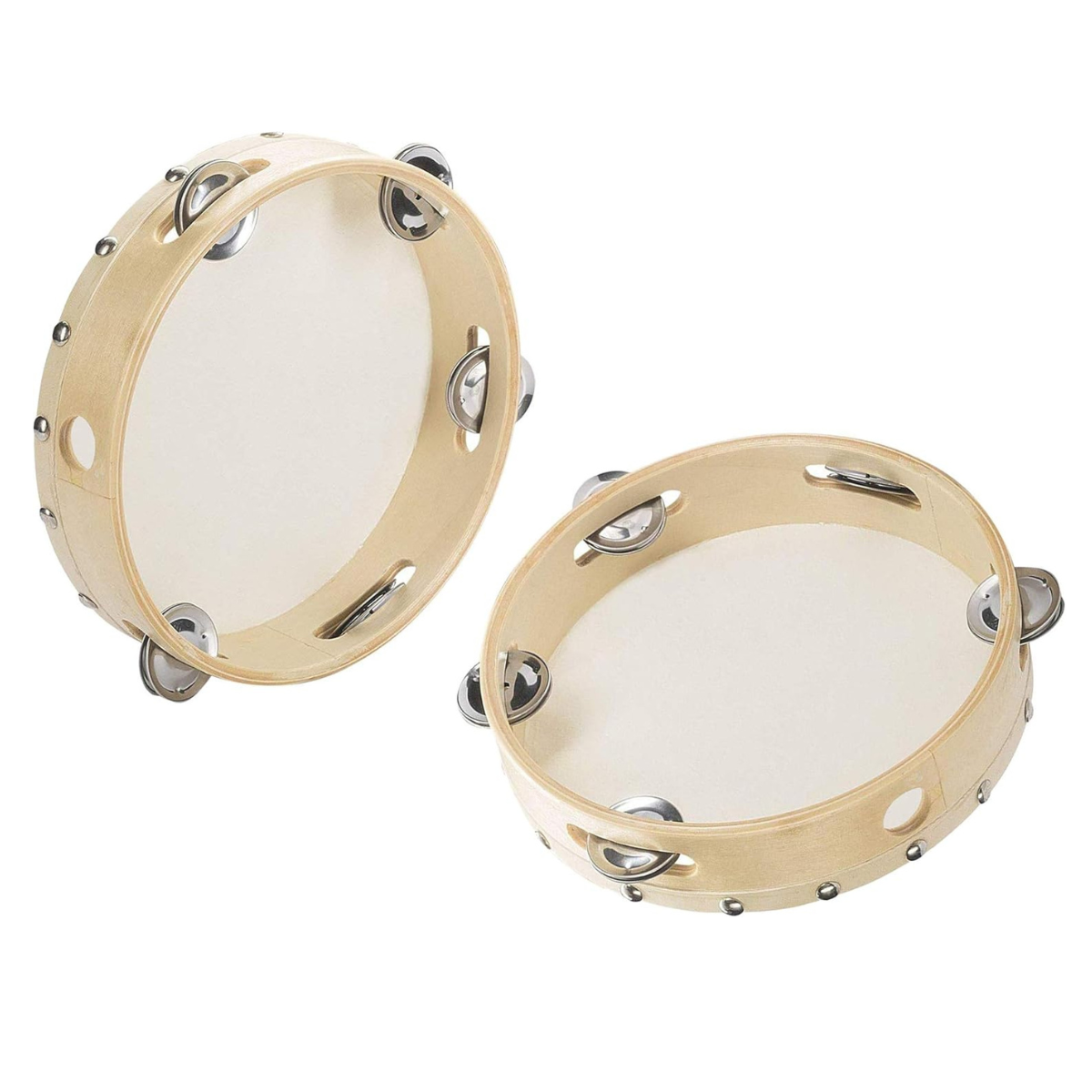 Beech wood hand-held tambourine (hand drum)