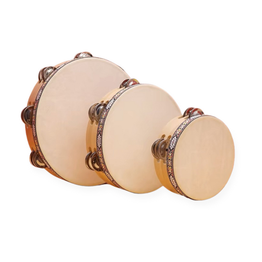 Beech wood hand-held tambourine (hand drum)